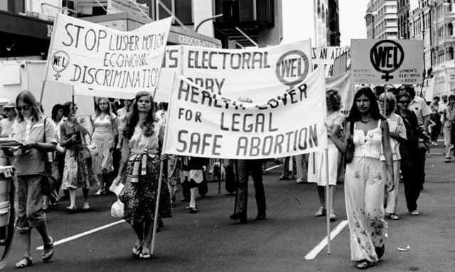 manifestación mujeres años 70 estados unidos